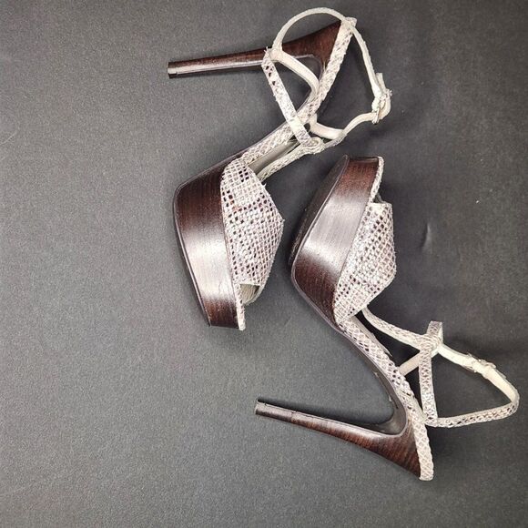 Michael Kors Silver platform snakeskin Pumps Strappy heel , size 8.5 - Picture 5 of 7